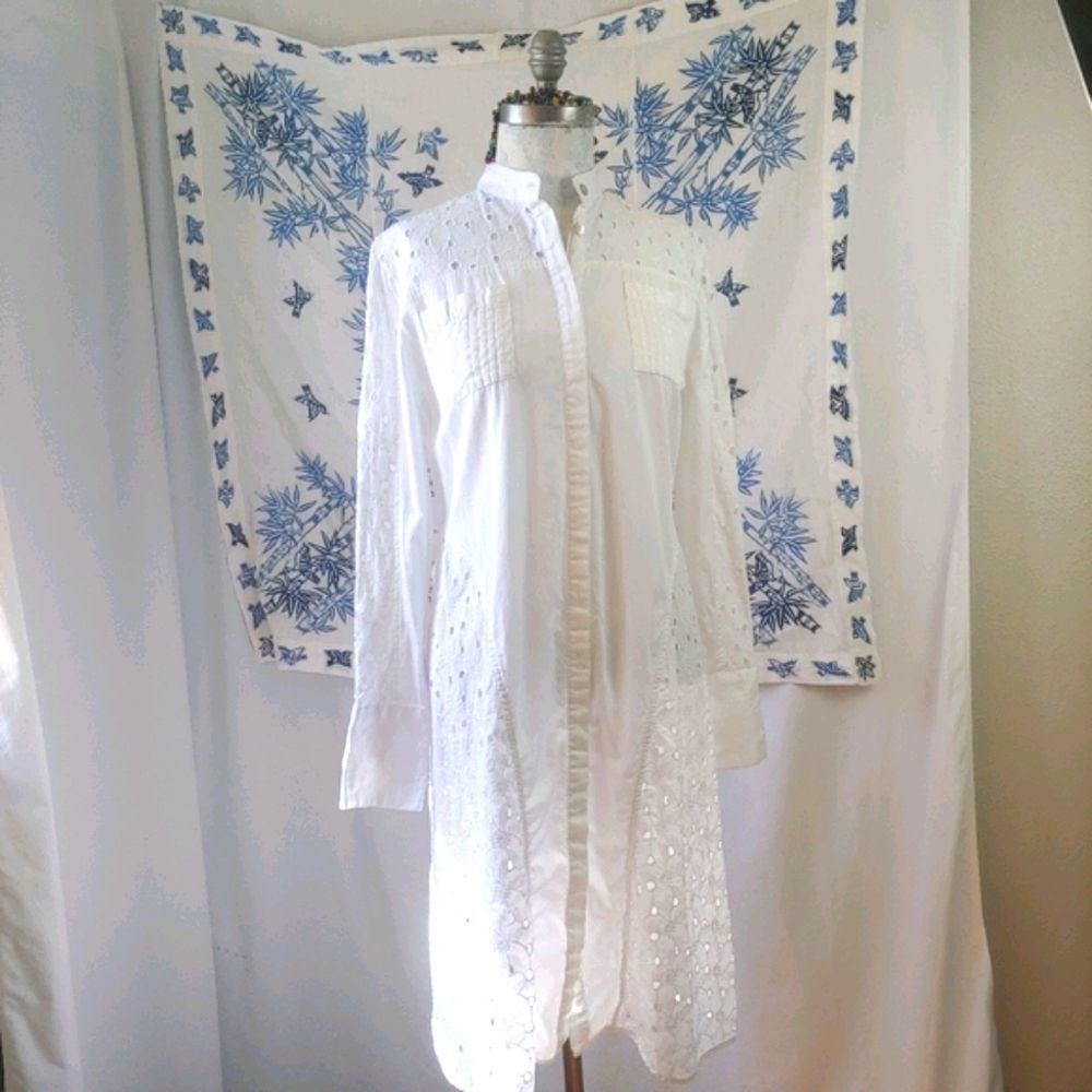 White Broderie Anglaise Shirt Dress Anyango Mpinga